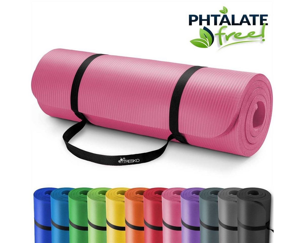 Tresko® Yogamatte Fitnessmatte Gymnastikmatte Pilates 185x60x1,0cm Rosa
