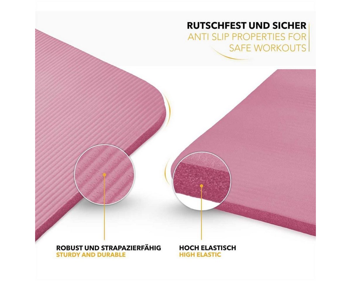 Tresko® Yogamatte Fitnessmatte Gymnastikmatte Pilates 185x60x1,0cm Rosa Bild 2