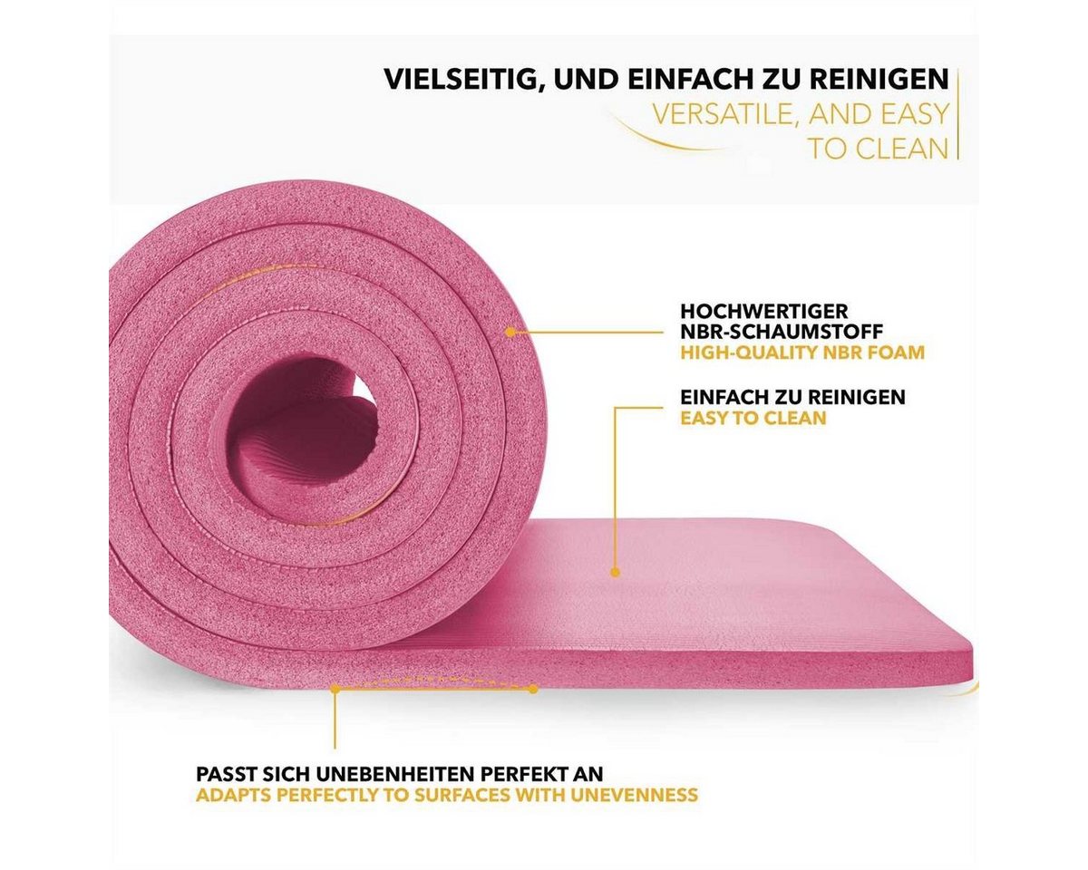 Tresko® Yogamatte Fitnessmatte Gymnastikmatte Pilates 185x60x1,0cm Rosa Bild 5