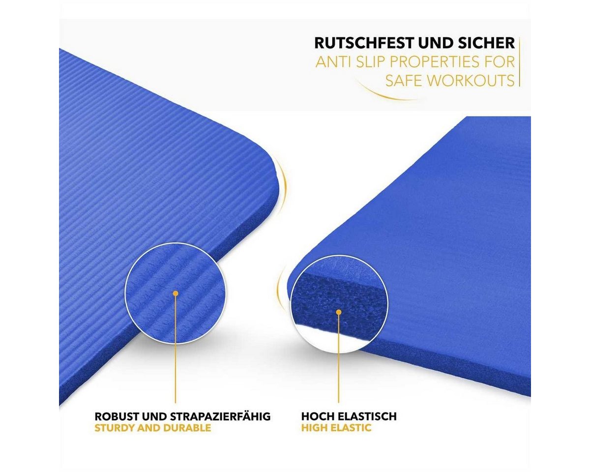 Tresko Yogamatte Fitnessmatte Gymnastikmatte Pilates 185x60x1,0cm Dunkelblau