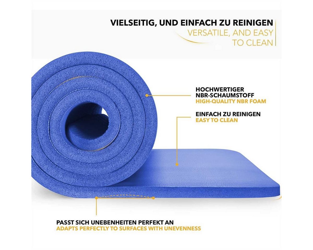 Tresko Yogamatte Fitnessmatte Gymnastikmatte Pilates 185x60x1,0cm Dunkelblau Bild 3
