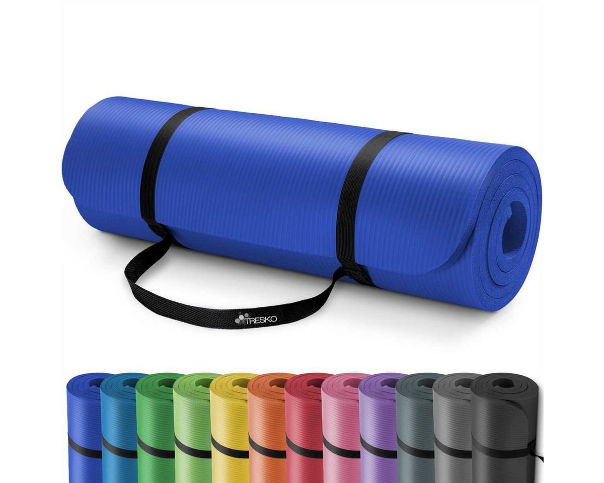 Tresko Yogamatte Fitnessmatte Gymnastikmatte Pilates 185x60x1,0cm Dunkelblau Bild 4