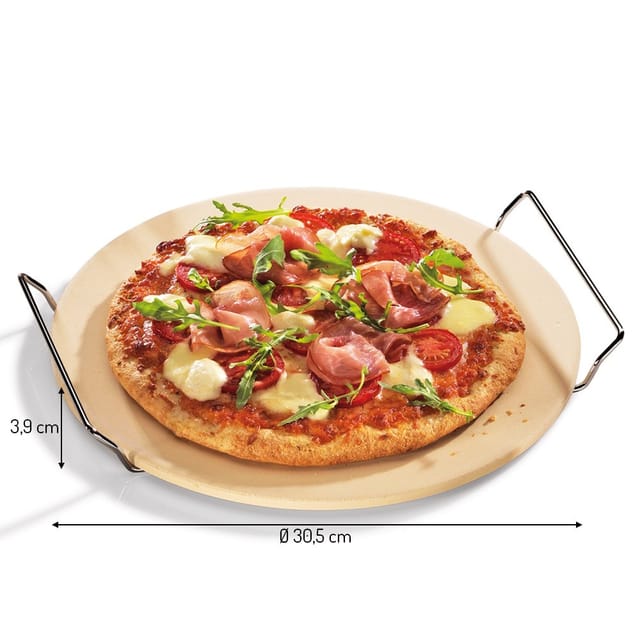 Küchenprofi Pizzastein rund mit Gestell 30cm