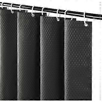 Duschvorhang 180 X 200 Cm, Schimmelresistent Und Waschbar, Aus Dickem, Dunkelgrau Geprägtem Polyester, Wasserdicht, Mit 12 Ringen.