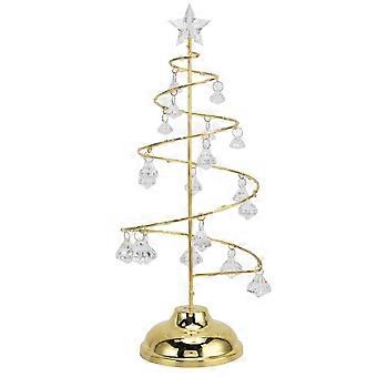 Led-kristall-tischleuchte In Form Eines Weihnachtsbaums, Ideal Für Schlafzimmer, Badezimmer Oder Treppenhaus, Warme Goldfarbe.