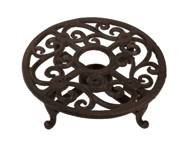 Stövchen Landhaus Warmhalteplatte Rund Gusseisen Rechaud Antik-Stil Braun 18,5cm