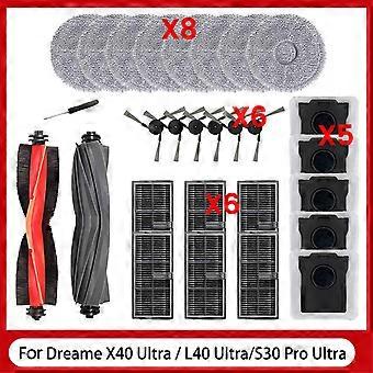 Set Mit 28 Zubehörteilen Für Den Staubsauger L40 Ultra / X40 Ultra / S30 Pro Ultra: Hauptbürste, Reinigungstuch, Staubbeutel Und Filter.
