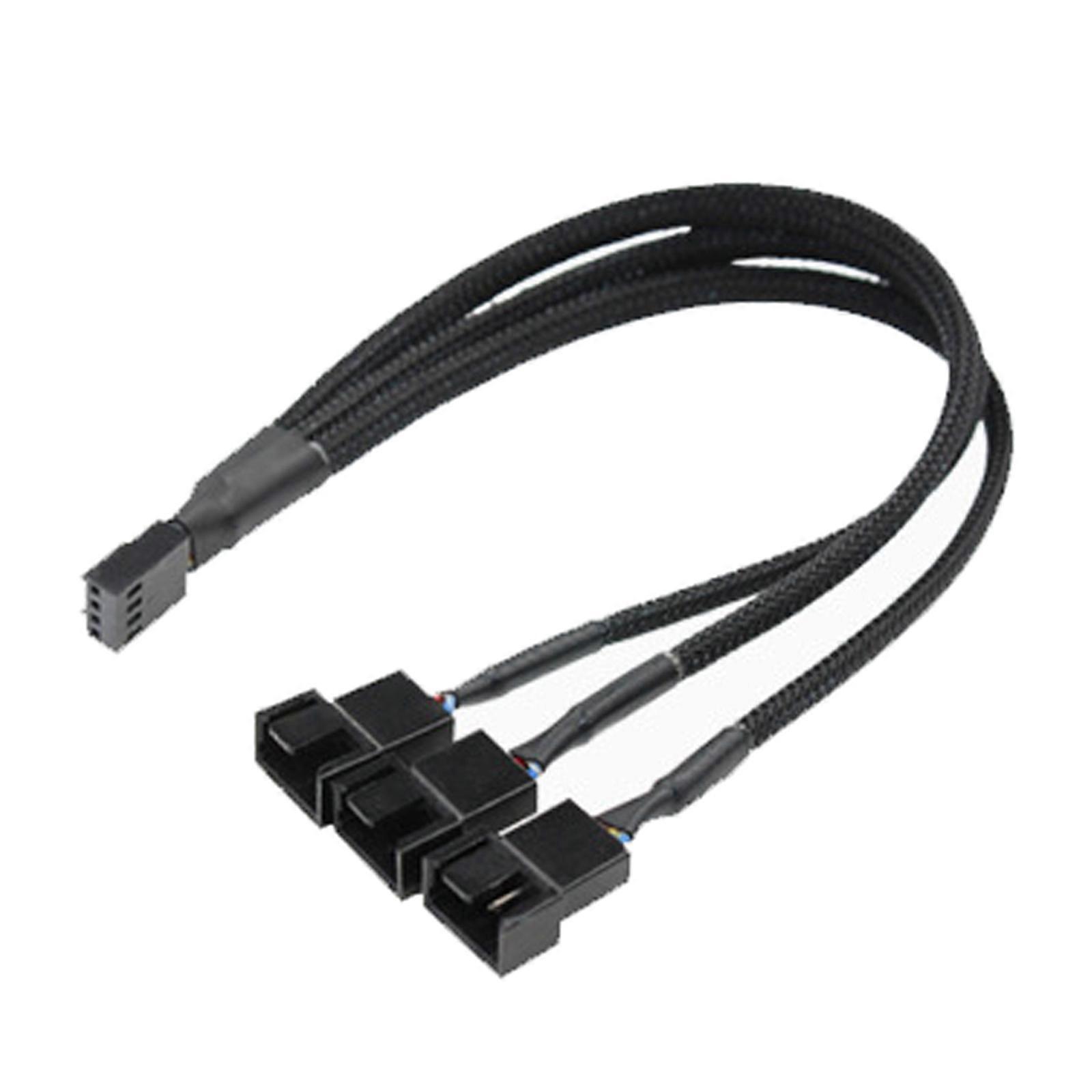 4-pin-splitterkabel 1 Auf 3 Anschlüsse Mit Störungsresistentem Schutzschlauch Zur Erweiterung Von Mehrlüftersystemen, Schwarz (schwarz)