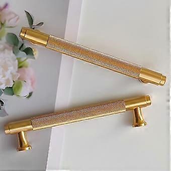 (gebürstetes Gold) Set Aus 2 Modernen Goldenen Schrankgriffen, 128 Mm Mittenabstand, Vintage-stil, Für Küchentüren, Kommoden Und Kleiderschränke.