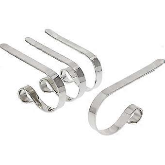 Sztxj Set Mit 4 Weihnachtsstrumpfhaken, The Mentle Clip, Kaminaufhänger Aus Metall, Weihnachtsdekorationen - (silber)