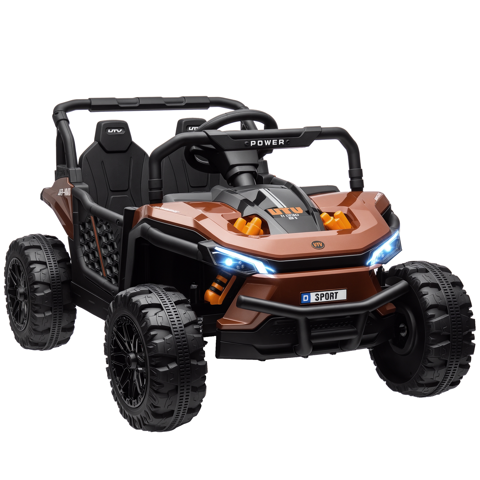 Voiture Électrique Enfant Utv Buggy Électrique Enfant Avec Télécommande 2.4ghz 2 Moteurs 103l X 69l X 59h Cm Marron