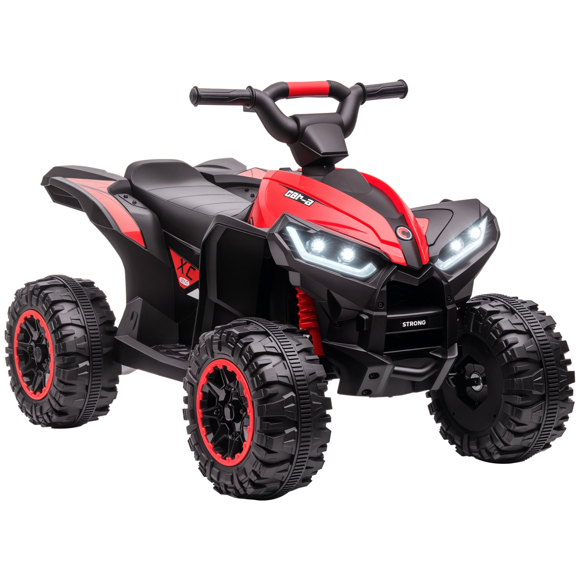 Quad Électrique Enfant De 3 À 5 Ans 12 V 2 Moteurs 2 Vitesses 3-6 Km/h Phares Led Klaxon Rouge