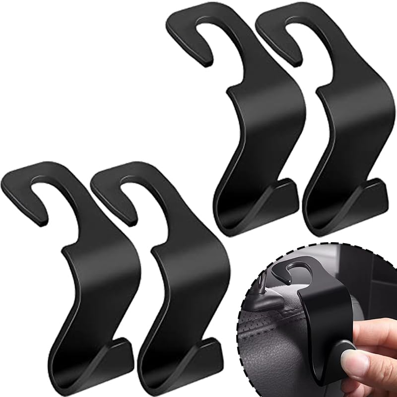 4 Stück Auto-sitzhaken Set – Schwarz, Für Handtaschen, Kleider Und Taschen An Rücksitz-kopfstützen