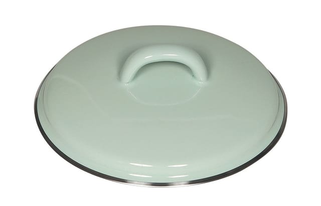 Riess Deckel Emaille Pastell Türkis mit Chromrand 14cm