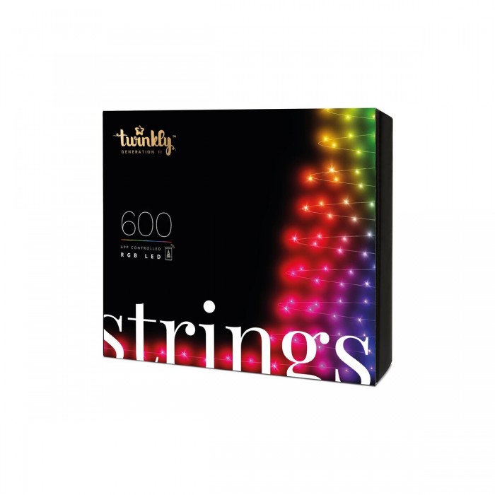 Strings – App-gesteuerte Led-lichterkette Mit 600 Rgb (16 Millionen Farben) Leds. 48 Meter. Schwarzes Kabel. Intelligente Beleuchtungsdekoration Für Den Innen- Und Außenbereich - Twinkly