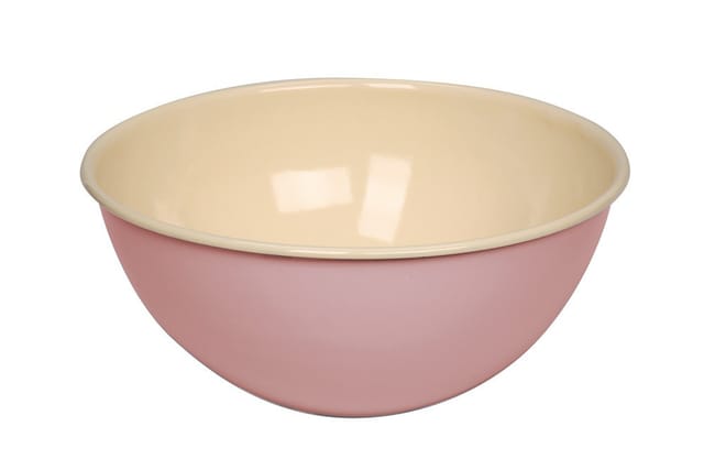 Riess Obst und Salatschüssel Emaille Pastell Rosa 26cm