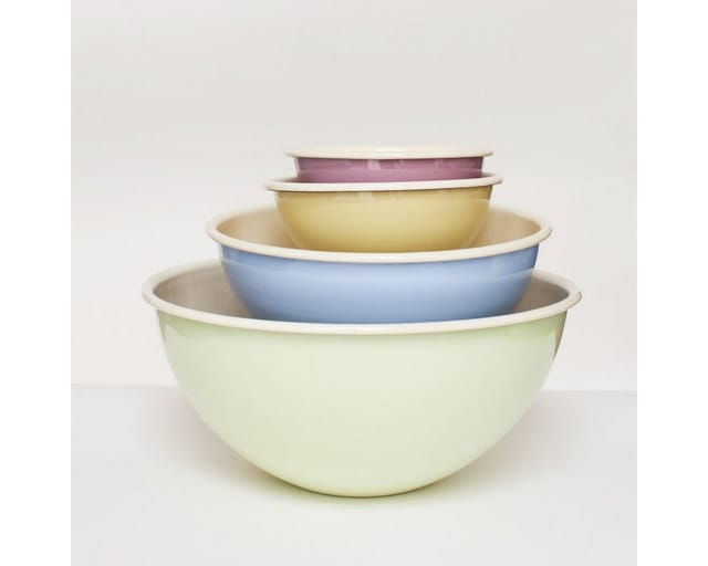 Riess Obst und Salatschüssel Emaille Pastell Blau 30cm