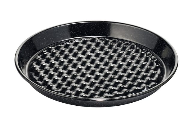 Riess Grilltasse Rund Emaille Grillschale Schwarz Gelocht 32cm