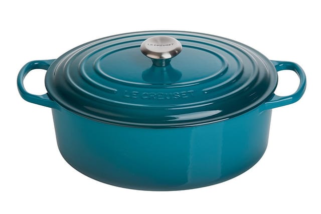 Le Creuset Bräter Signature Oval Gusseisen Deep Teal Petrol 31cm