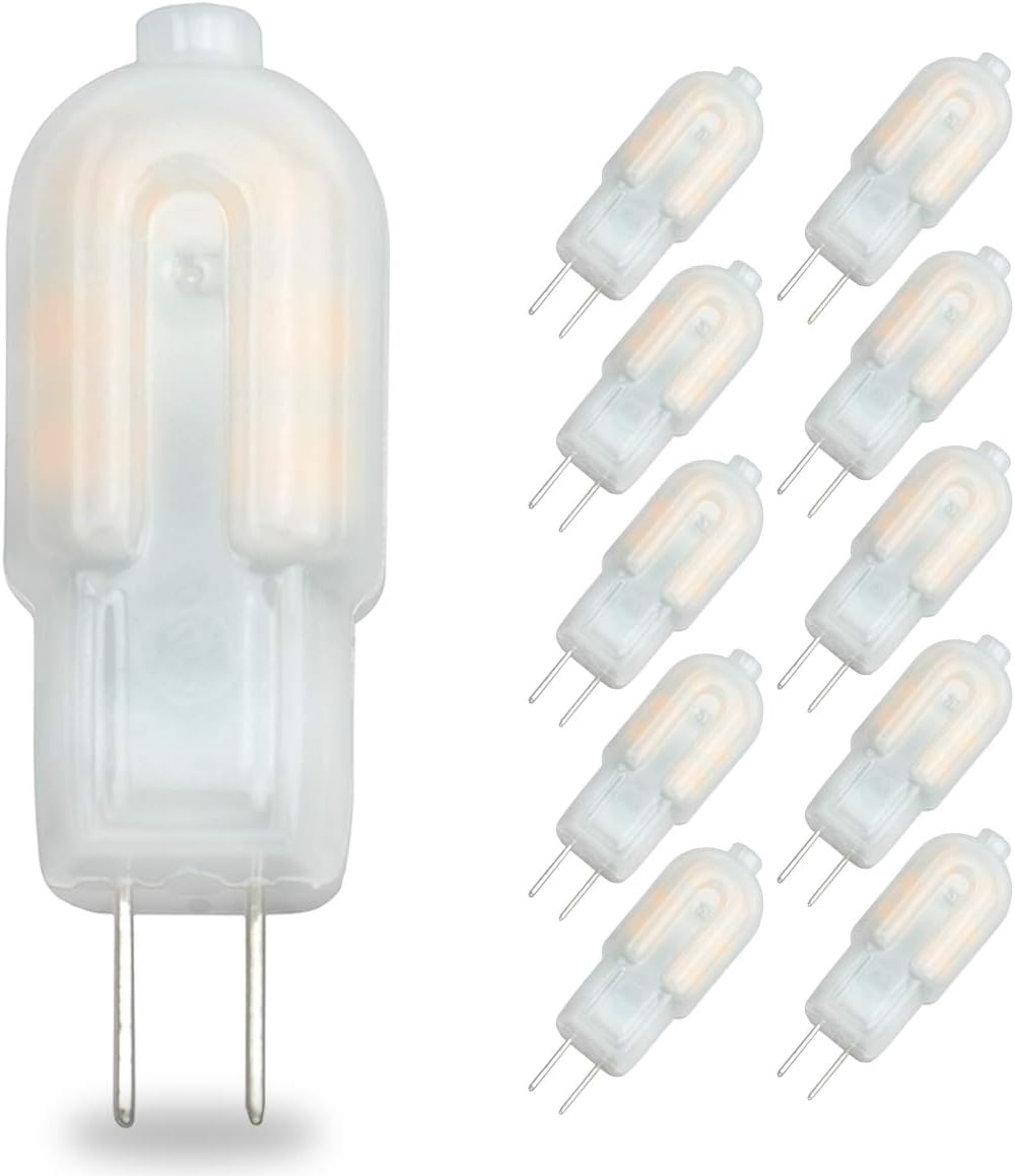 2 W G4 Led-glühbirne, Bi-pin-sockel, Milchige Box, 20 W Halogenlampen-ersatz, Ac/dc 12 V, Energiesparlampe (warmweiß 3000 K, 10 Stück) [energieklasse A+]