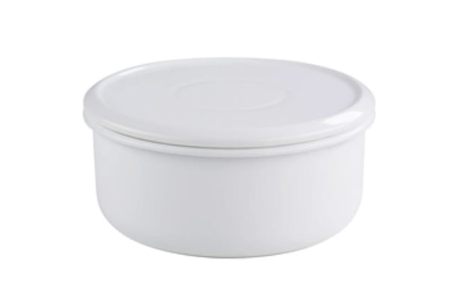 Riess Keksdose Brotdose Emaille Weiß Plätzchendose Aufbewahrungsdose Ø 24cm