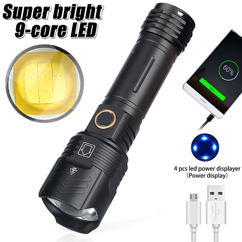 12000 Lumen Wiederaufladbare Xhp100 Led-taschenlampe, Superstark, Zoombar, Taktische Taschenlampe, 5 Modi, Handtaschenlampen, Usb-taschenlampe Für Outdoor-camping