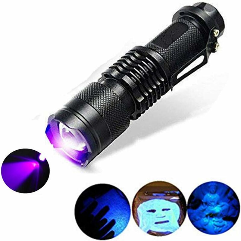 Uv-taschenlampe, 300 Lm, Zoombarer 395-nm-ultraviolettmodus Auf 395 Nm, Zur Erkennung Von Hundeflecken, Zur Überprüfung Von Reisepässen Und Für Kosmetische Zwecke