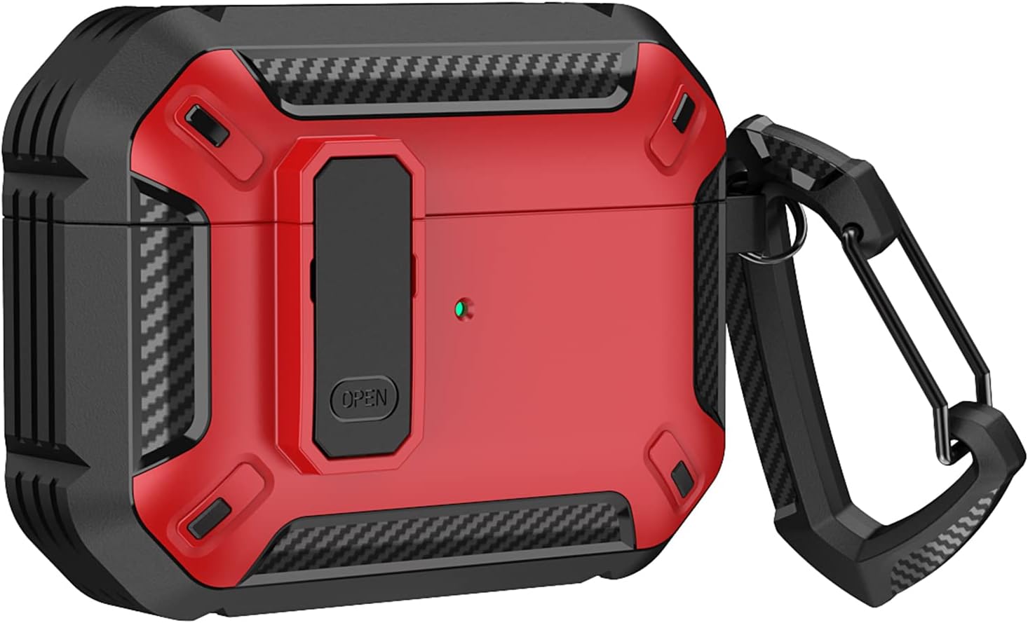 Robuste Hülle Kompatibel Mit Apple Airpods Pro 2. Generation, Stoßfeste Schutzhülle Nur Für Airpod Pro 2 Mit Karabiner Für Damen Und Herren (rot)