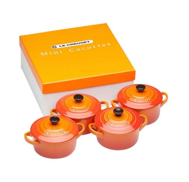 Le Creuset Mini Cocotte 4er-Set Steinzeug Ofenrot 10x5cm