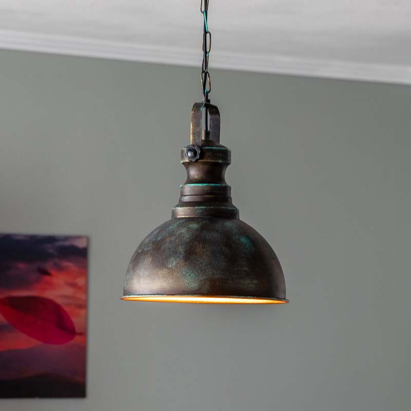 [gebraucht] B-ware Hängelampe Saglam 3710 Led Hängeleuchte Dimmbar Gold Patiniert Ø31cm Antik