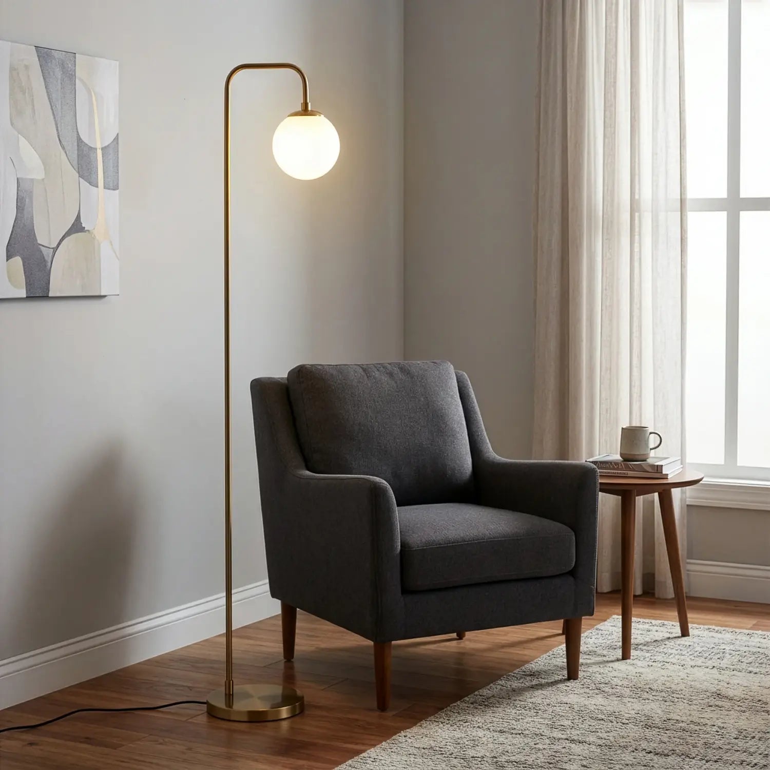 [gebraucht] B-ware Stehleuchte Lampe Viran Glas Goldfarben Antik Wohnzimmer Schlafzimmer Esszimmer