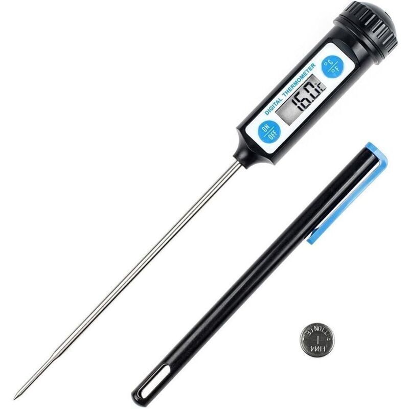 Kochthermometer, Küchenthermometer Digitales Thermometer Mit Langer Sonde Und Lcd-bildschirm Für Lebensmittel, Fleisch - Schwarz