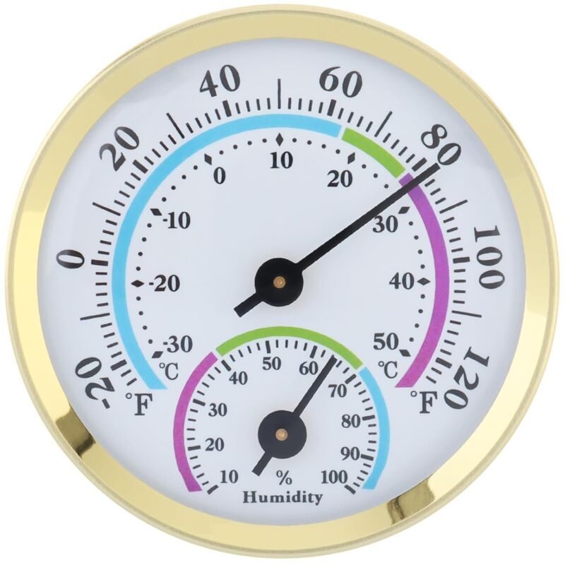 Mini Analoges 2-in-1-innenraum-thermometer Und Hygrometer Für Zuhause, Büro, Außenbereich, Wandmontage, Mechanische Anzeige (golden)