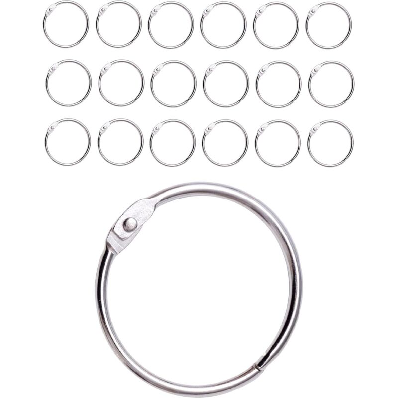 20 Stück Duschvorhangringe Mit Metallhaken - 50 Mm Runde, Zu Öffnende Ringe Für Vorhänge, Badezimmer, Haus, Ordner - Metallic