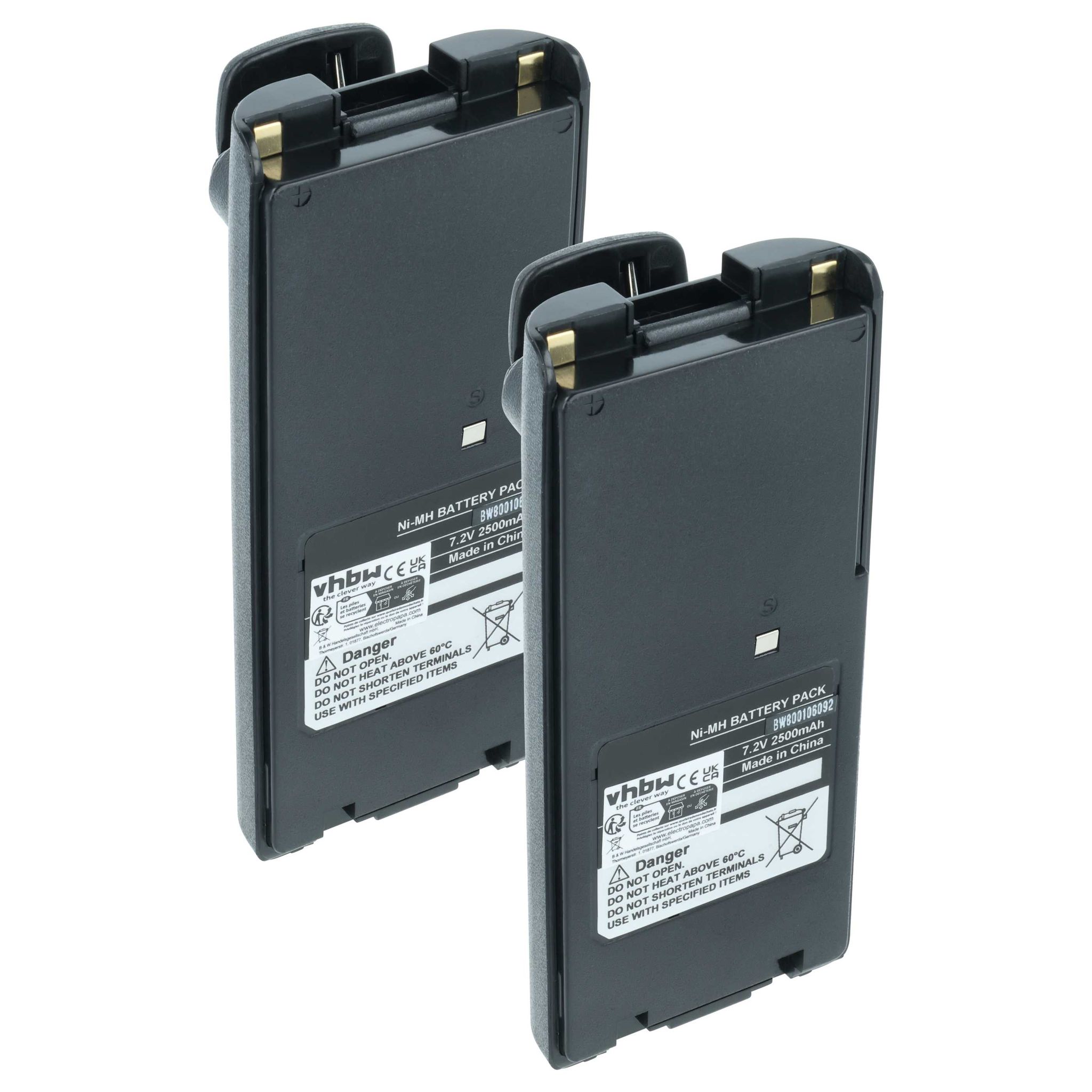 Vhbw 2x Akku Kompatibel Mit Icom Ic-v81, Ic-v82 Funkgerät, Walkie Talkie (2500 Mah, 7,2 V, Nimh) + Gürtelclip