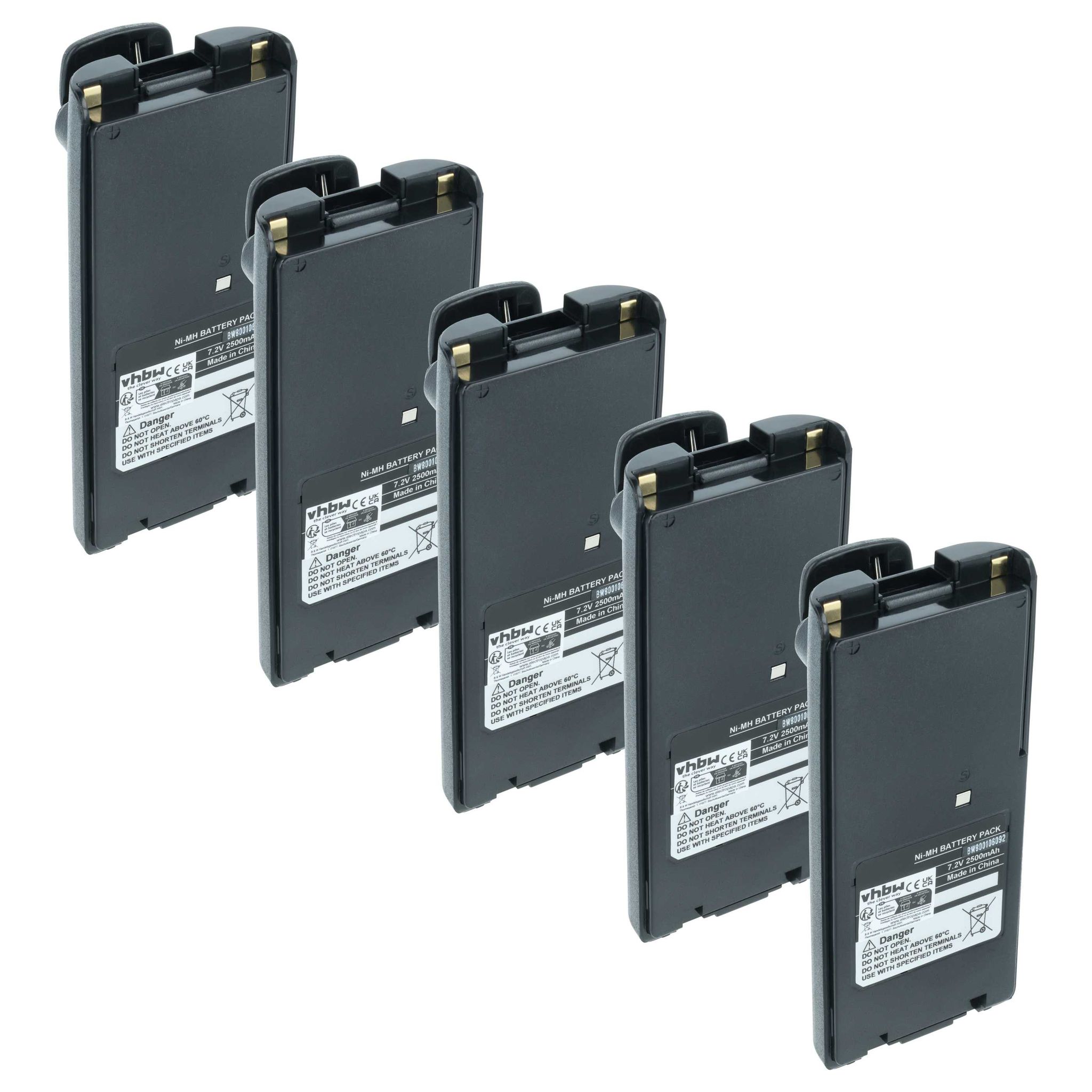 Vhbw 5x Akku Kompatibel Mit Icom Ic-v81, Ic-v82 Funkgerät, Walkie Talkie (2500 Mah, 7,2 V, Nimh) + Gürtelclip
