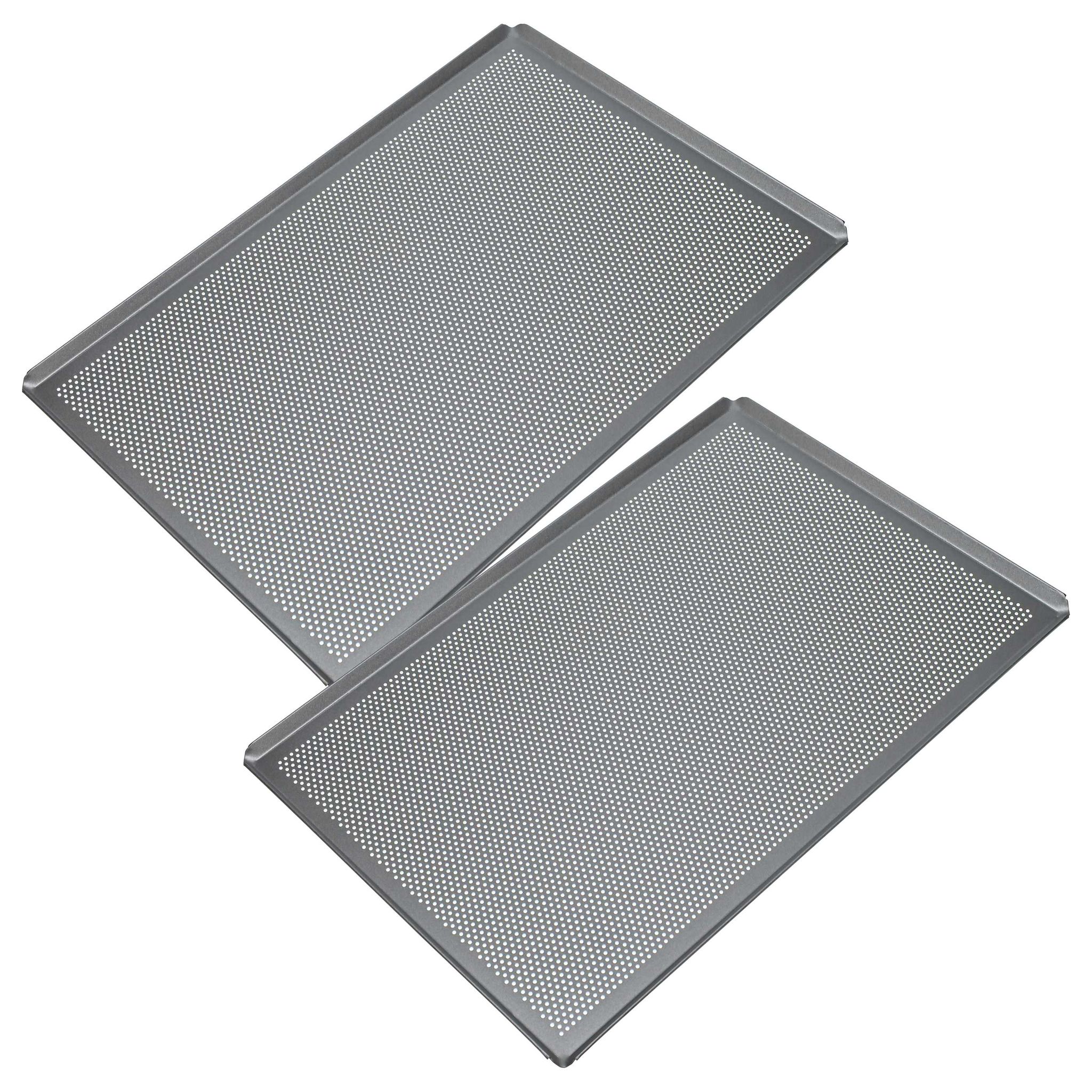 Vhbw 2x Backblech Für Backofen 60 X 40 X 1 Cm Silber, Perforiert