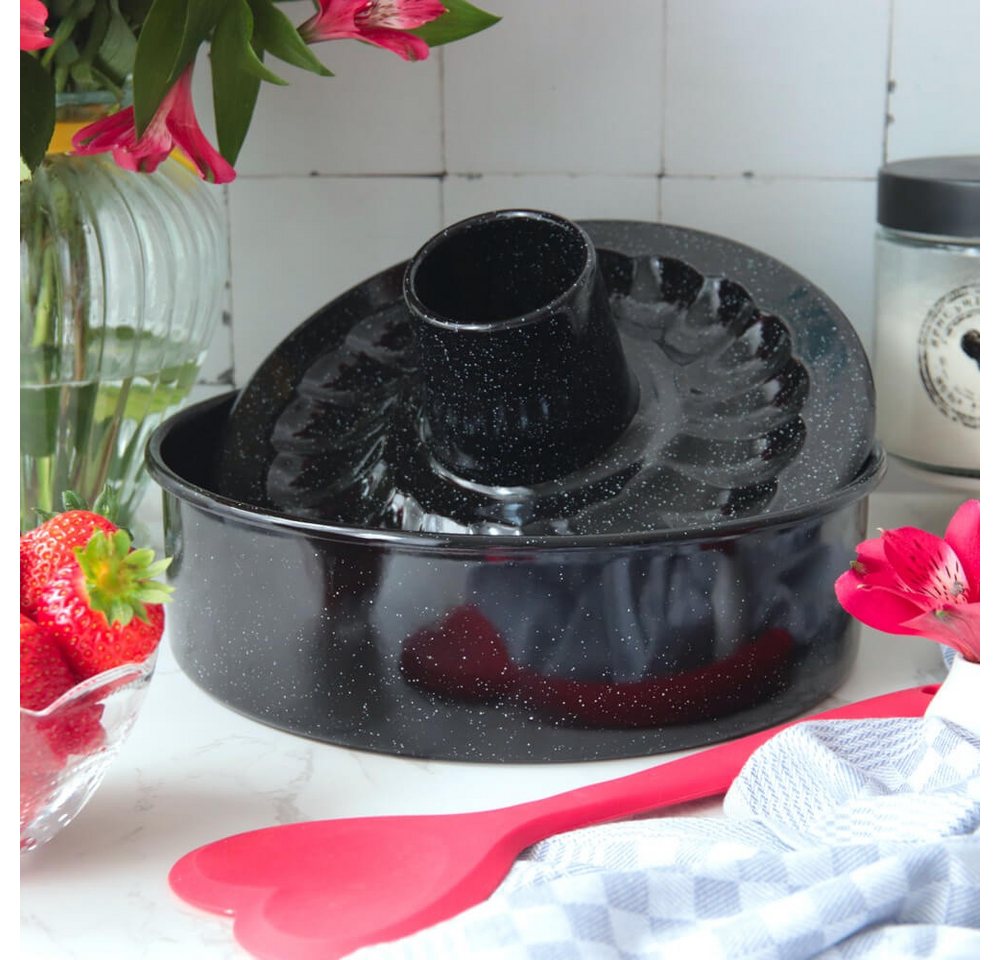 Riess Tortenform 3-teilig Emaille Schwarz 26cm