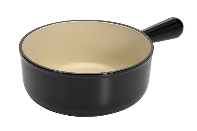Le Creuset Caquelon Schwenkkasserolle Fonduetopf Gusseisen Schwarz 24cm