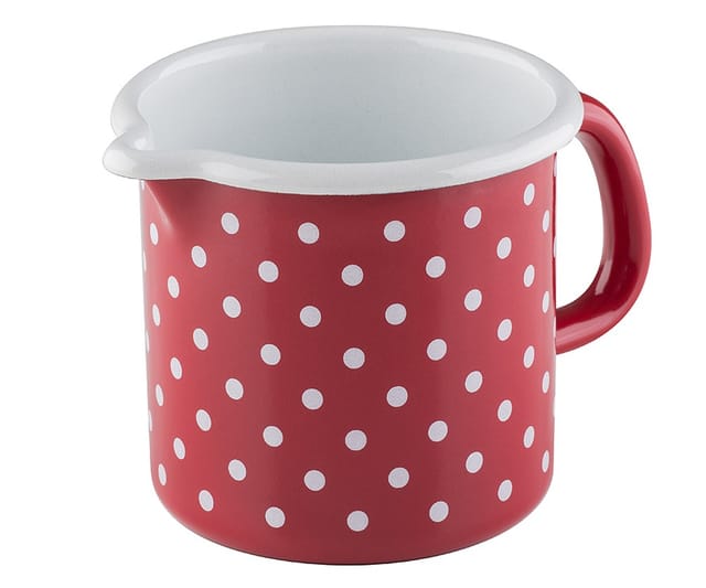 Riess Schnabeltopf Emaille Topf Pünktchen Rot 10cm