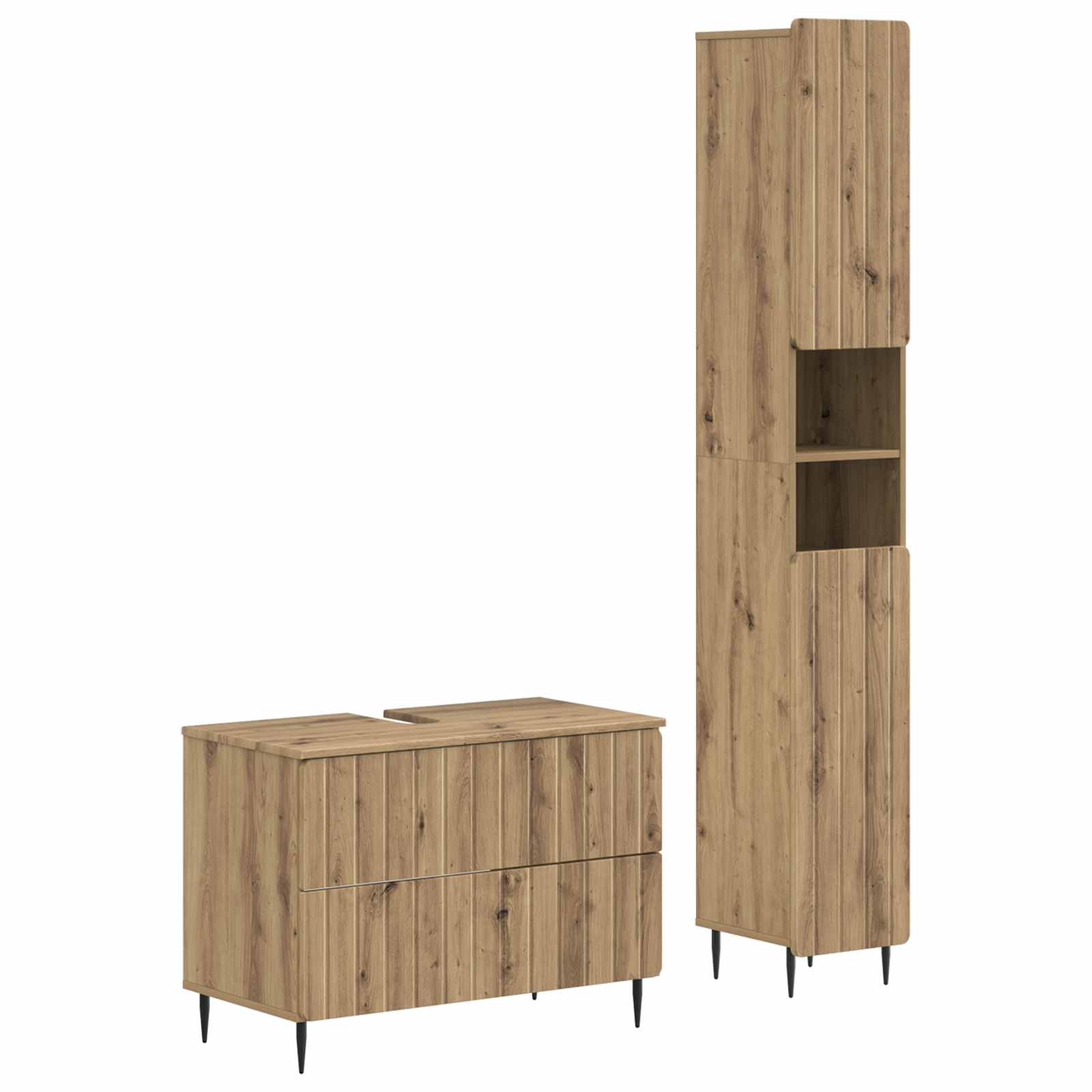 Vidaxl 2 Piece Bathroom Cabinet Set Zwolle Artisan Oak Engineered Wood