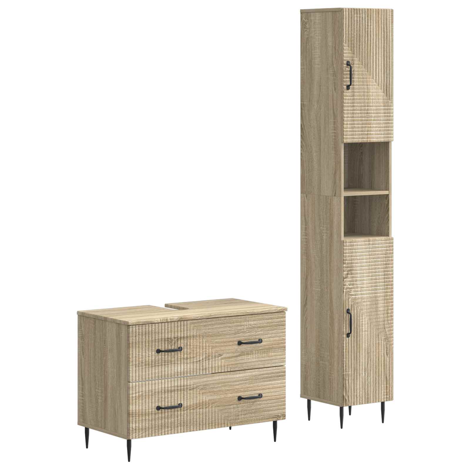 Vidaxl 2 Piece Bathroom Cabinet Set Haarlem Sonoma Oak Engineered Wood