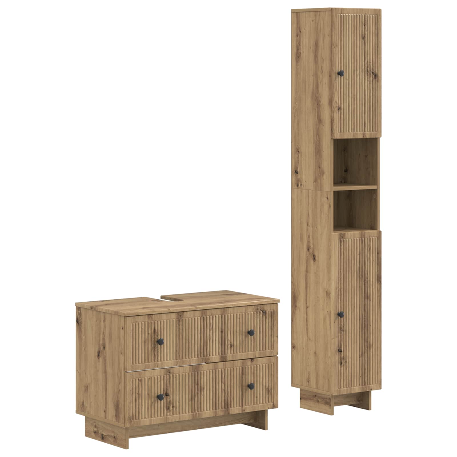 Vidaxl 2 Piece Bathroom Cabinet Set Ede Artisan Oak Engineered Wood