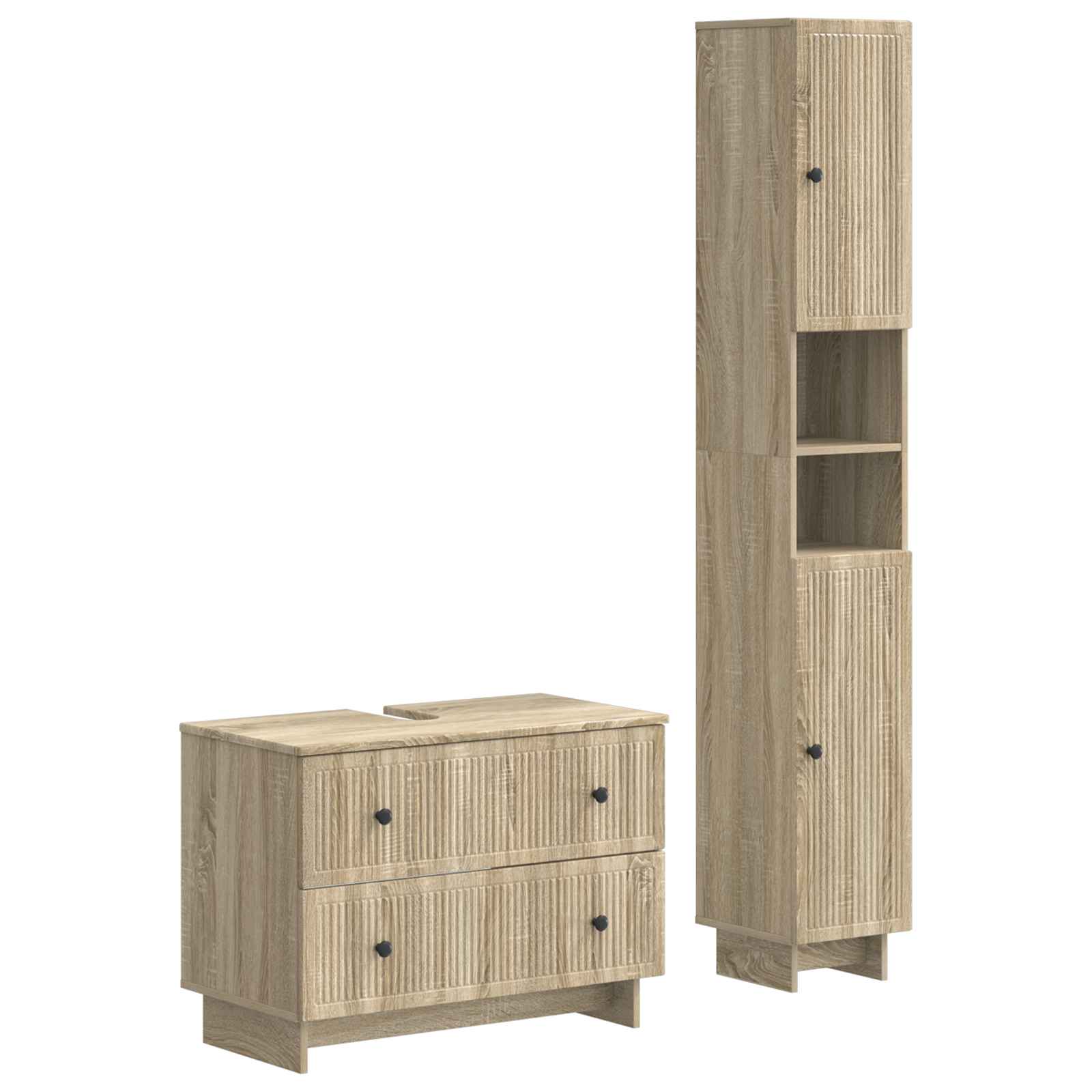 Vidaxl 2 Piece Bathroom Cabinet Set Ede Sonoma Oak Engineered Wood