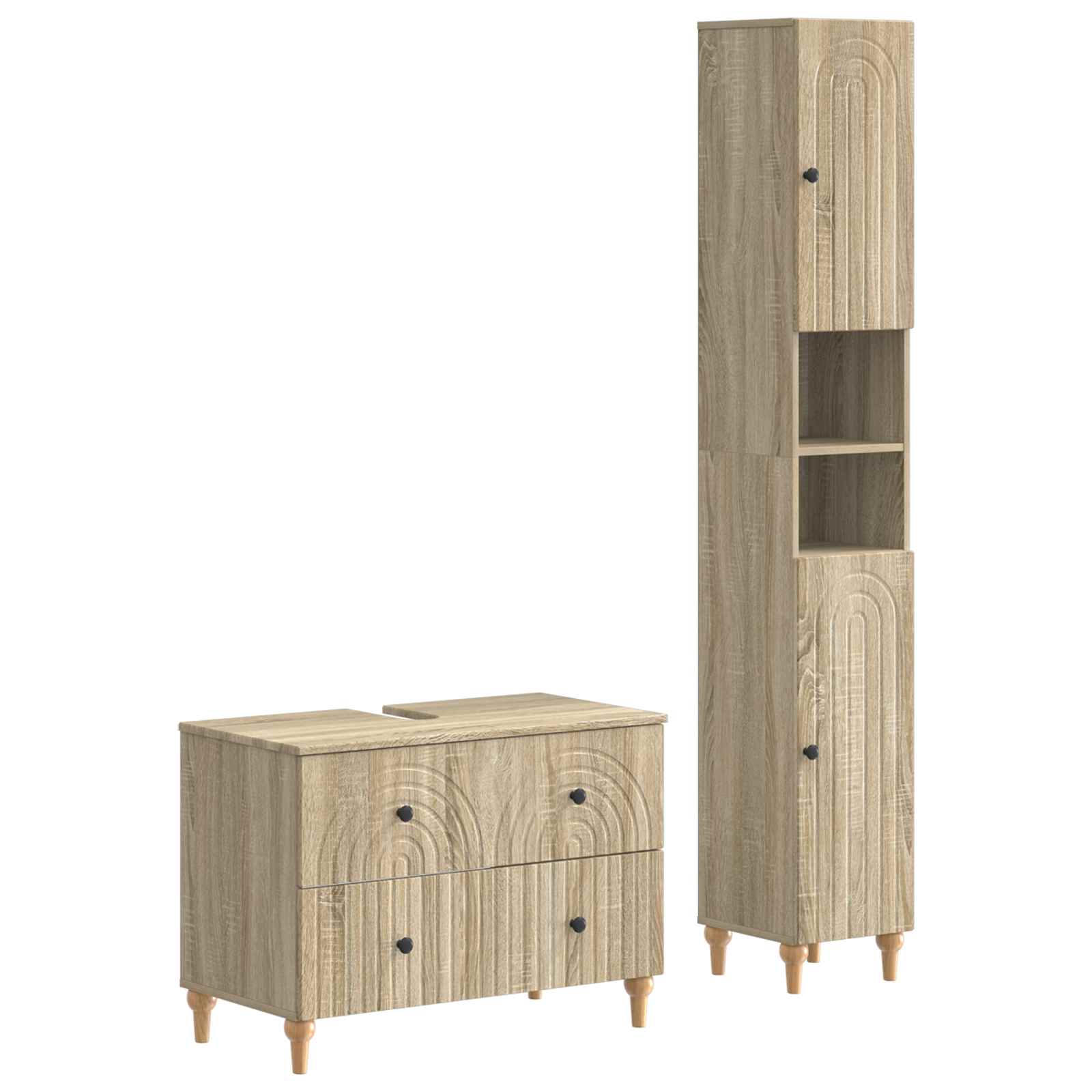 Vidaxl 2 Piece Bathroom Cabinet Set Alkmaar Sonoma Oak Engineered Wood