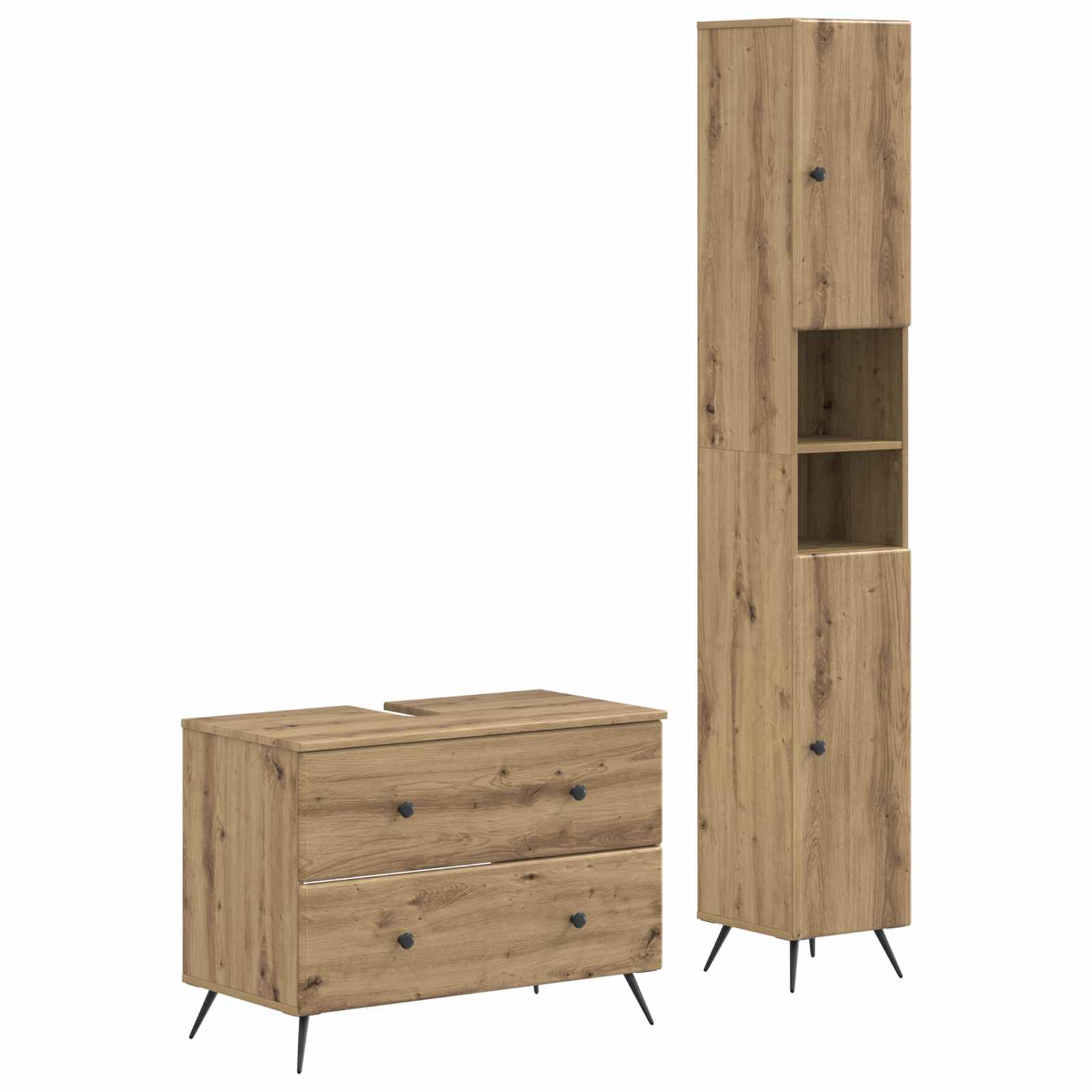 Vidaxl 2 Piece Bathroom Cabinet Set Breda Artisan Oak Engineered Wood