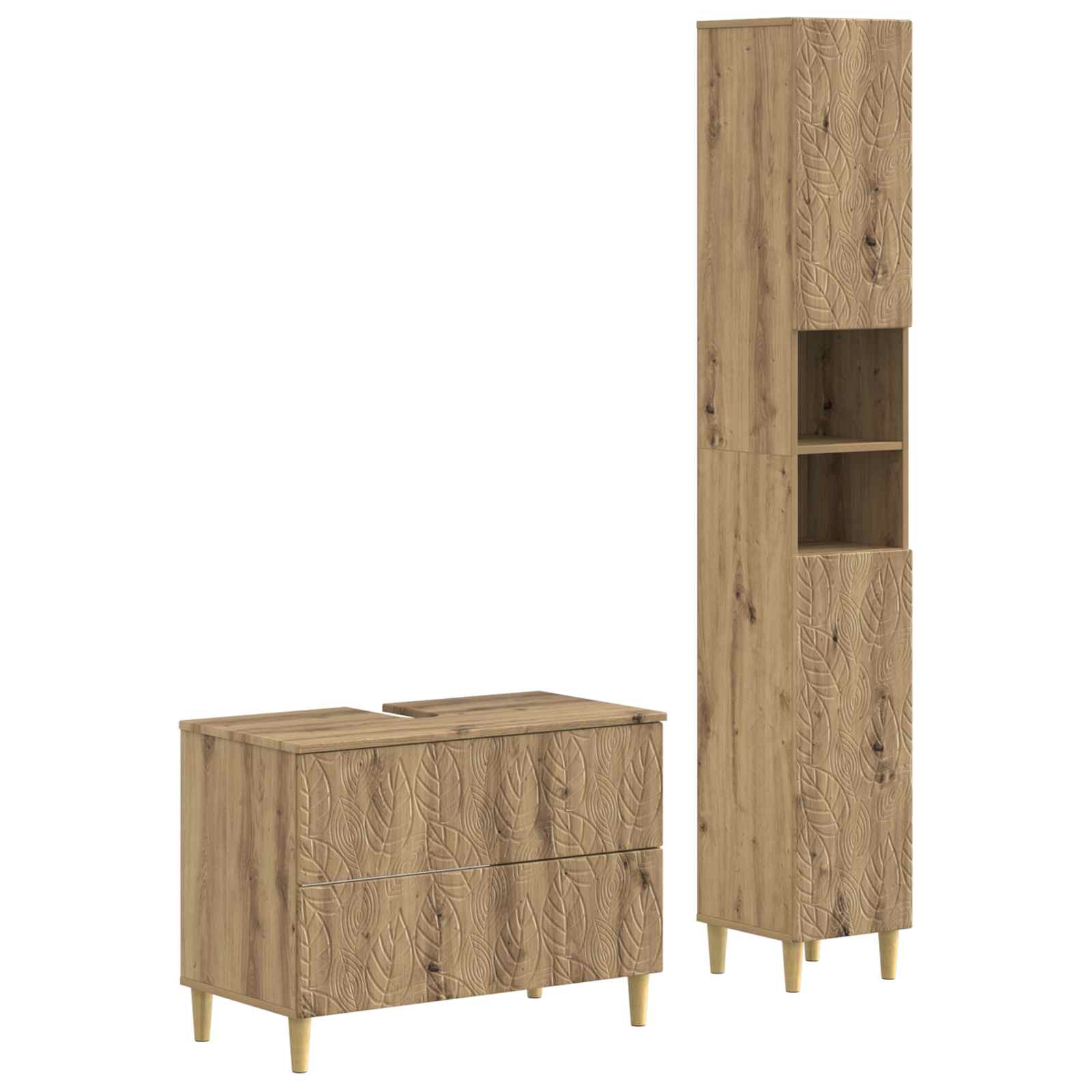 Vidaxl 2 Piece Bathroom Cabinet Set Delft Artisan Oak Engineered Wood