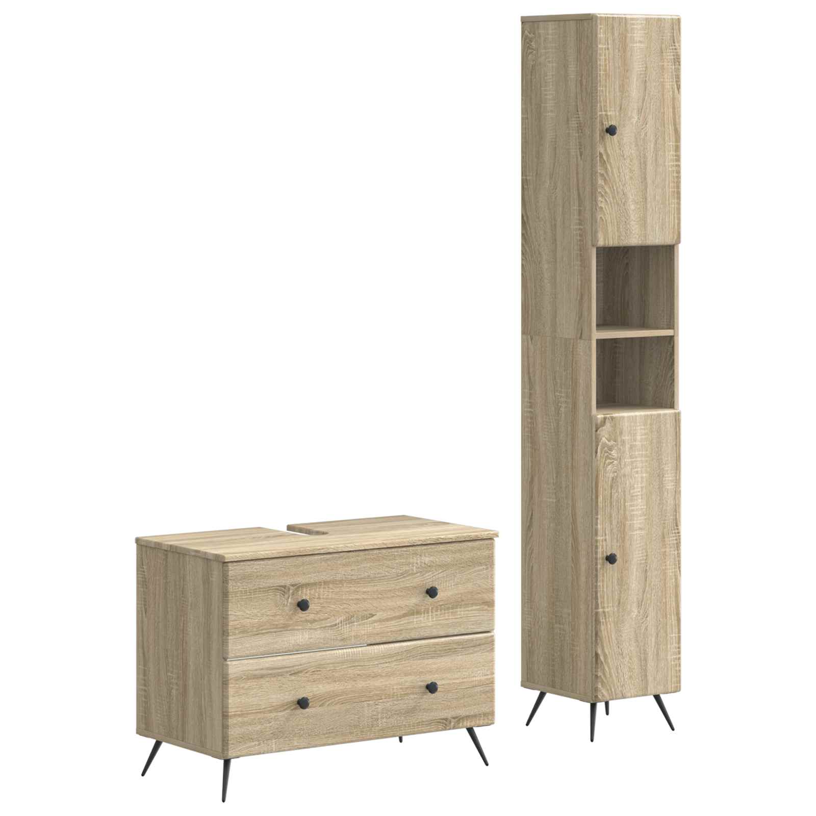 Vidaxl 2 Piece Bathroom Cabinet Set Breda Sonoma Oak Engineered Wood