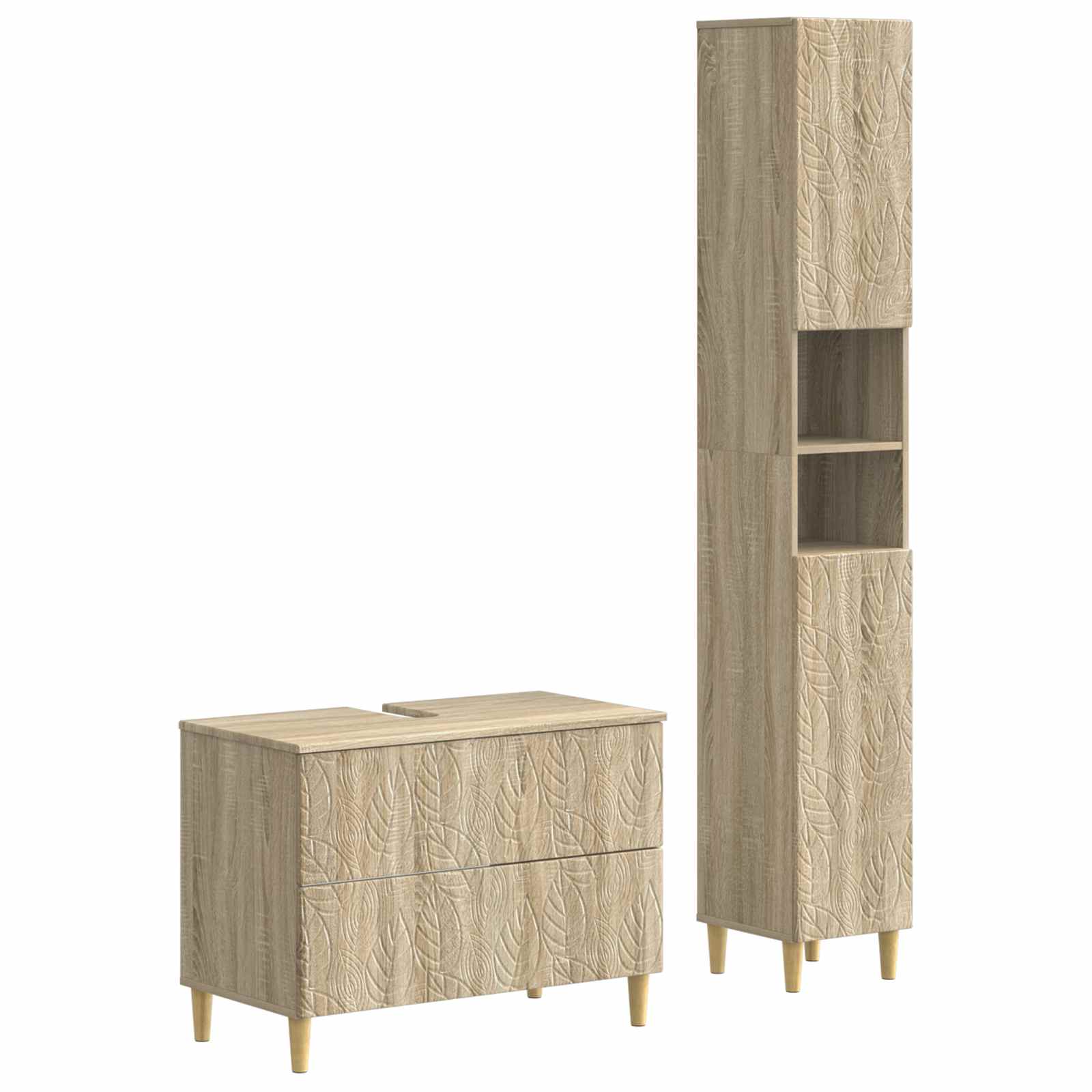 Vidaxl 2 Piece Bathroom Cabinet Set Delft Sonoma Oak Engineered Wood