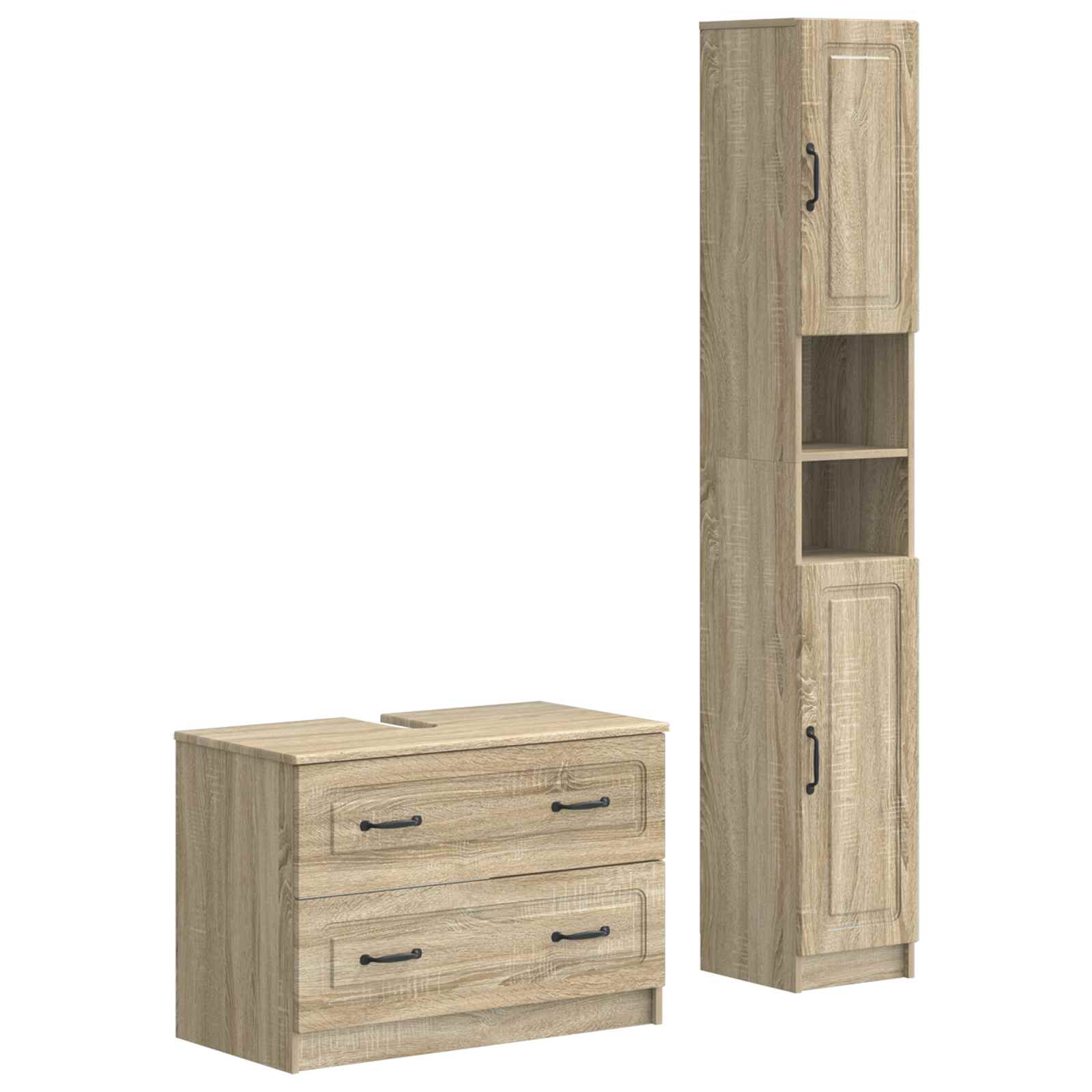 Vidaxl 2 Piece Bathroom Cabinet Set Utrecht Sonoma Oak Engineered Wood